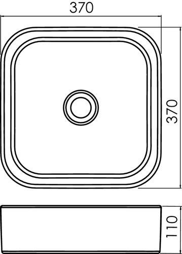 Vasque rectangle à poser LYS en céramique 37 x 37 x 11 cm - Marbre noir